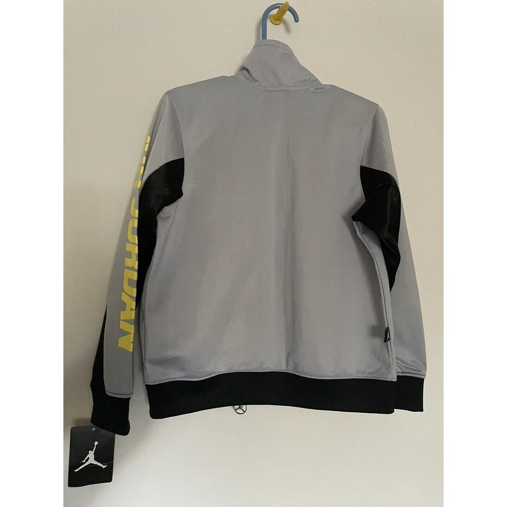 Air Jordan Full Front Zip Gray & Yellow Light Weight Track Jacket For Boys 4/5